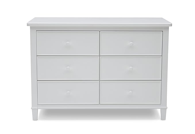 Delta Children Fancy 4-in-1 Convertible Crib and 6 Drawer Dresser Bundle, Bianca White
