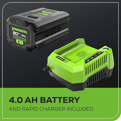 Greenworks 80V 770 CFM Cordless Leaf Blower, 4.0Ah Battery and Rapid Charger