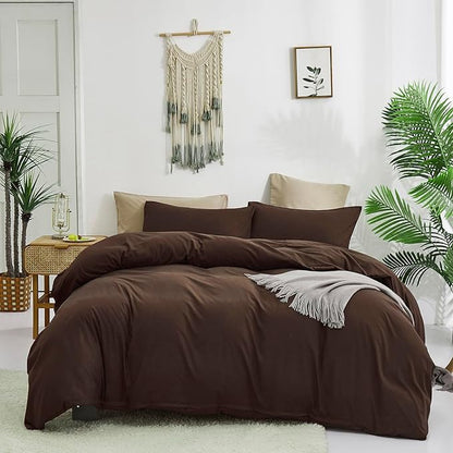 Brown Comforter Set Queen Coffee Color Bedding Set 3 Pieces Solid Chestnut Brown Color All Season Blanket Set Women Coffee Brown Color Lightweight Comforter Set Queen Breathable Bed Comforter