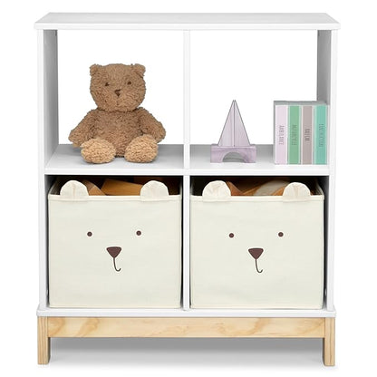 Delta Children babyGap Oxford 6-in-1 Convertible Crib + Brannan Bear Bookcase with Bins + Brannan Bear Wall Shelf with 4 Hooks, Bianca White/Natural (Bundle)