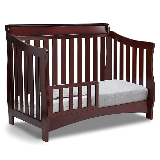 Delta Children Bentley S Series 4-in-1 Convertible Baby Crib, Black Cherry Espresso