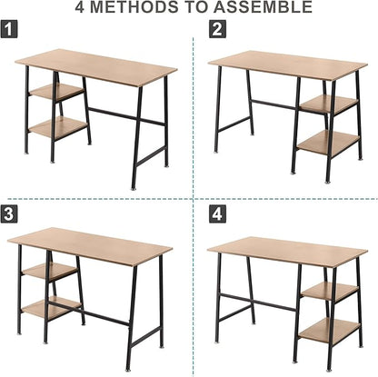 VECELO 43 Inch Home Office Computer Easy to Assemble Simple Table Modern Student Study Desk,Water Proof, Oak+black leg
