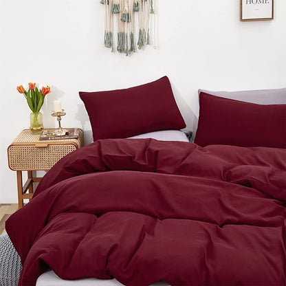 Burgundy Comforter Set Twin Size Dark Red Bedding Set Pure Burgundy Bedding Soft Durable Quilt Set Kids Lightweight Plain Burgundy Blanket Set Boys Girls Breathable Dark Red Bed Comforter