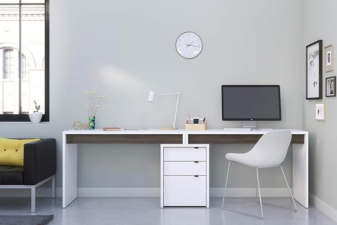 Nexera 211348 Reversible Office Desk Panel, White & Bark Grey