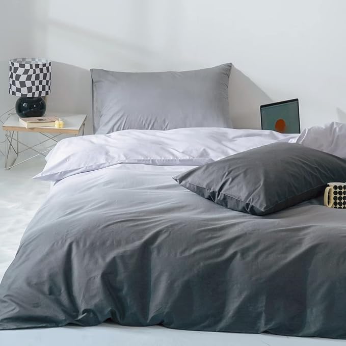 Gradient Gray Comforter Set Ombre White Gray Bedding Set King Women Aesthetic Comforter 3 PCs Gray Color Bed Comforter Set King Gradient White and Gray Comforter Set King Size