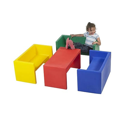 Children's Factory Adapta-Bench, CF910-031, Green, Kids Flexible Seating, Classroom, Preschool and Daycare Furniture, Indoor or Outdoor Toddler Chairs