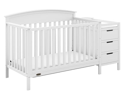 Graco Benton 4-in-1 Convertible Crib and Changer (White) – Crib and Changing Table Combo, Includes Water-Resistant Changing Pad, 3 Drawers, Converts to Toddler Bed, Daybed and Full-Size Bed