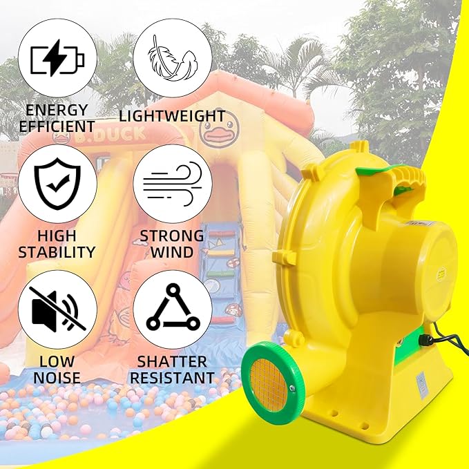Air Blower, 950W 1.25HP Bounce House Blower, Portable Pump Fan Blower Perfect for Inflatable Bounce House, Bouncy Castle, Jumper, Water Slide, Blower Corded(950 Watt 1.25HP)