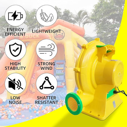 750W Bounce House Blower, Powerful Air Blower for Inflatable, Portable Inflatable Bubble House Blower Pump Fan for Inflatable Bouncy Castle, Jumper, Water Slide, Blower Corded(750 Watt 1HP)