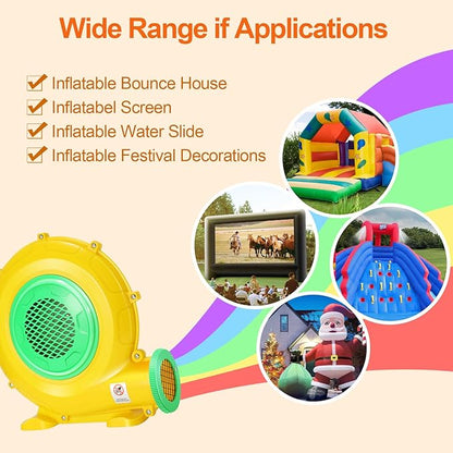 Bounce House Blower, 1100W 1.47HP Commercial Air Blower with Double-sided Fan Blade Design, Strong Wind and Great Heat Dissipation Properties for Large Bouncy Castle, Jump Slides, Arch
