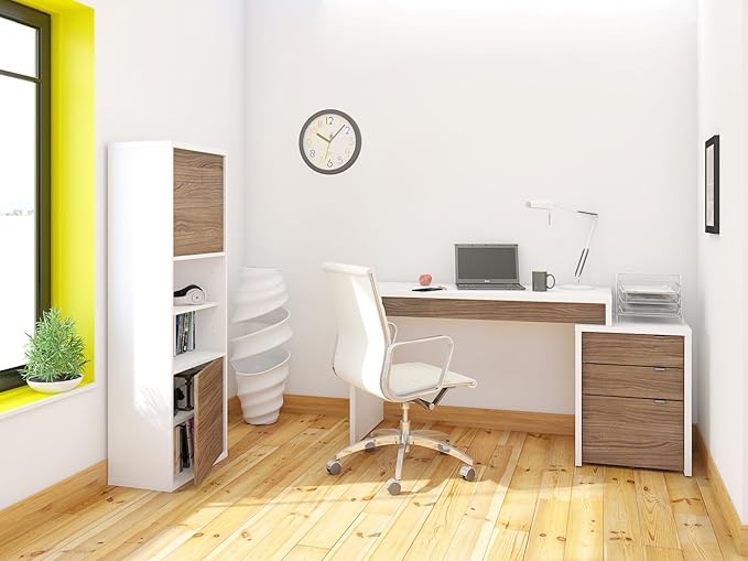 Nexera 211303 Reversible Desk Panel for Home Office, White & Walnut