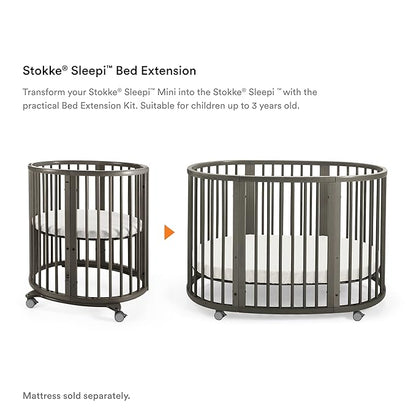 Stokke Sleepi Bed Extension, Hazy Grey - Convert Sleepi Mini Crib Into Sleepi Bed - Suitable for Children Up to 3 Years - Mattress Sold Separately - Extends Bed to 50 Inches