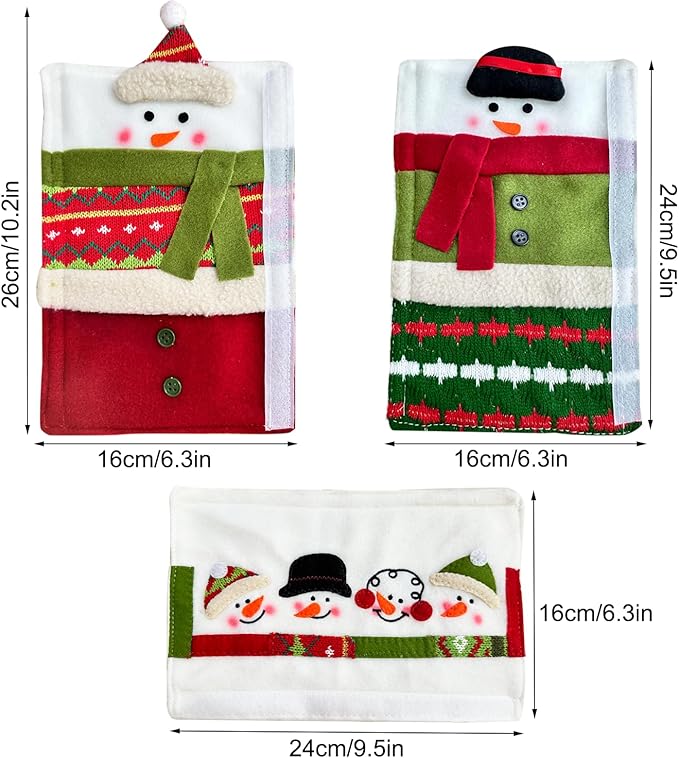 3 Piece Set Christmas Snowman Refrigerator Door Handle Covers Appliance Handle Covers Christmas Decorations Fits Standard Size Kitchen Refrigerator Microwave Oven Or Dishwasher