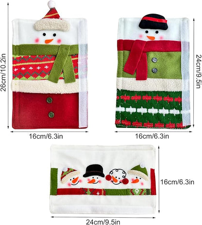 3 Piece Set Christmas Snowman Refrigerator Door Handle Covers Appliance Handle Covers Christmas Decorations Fits Standard Size Kitchen Refrigerator Microwave Oven Or Dishwasher