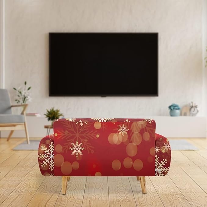 FKELYI Christmas Snow Sofa Slipcover Stretch Sofa Couch Cover for Living Room Non-Slip Furniture Protector Washable Sofa Slipcovers L