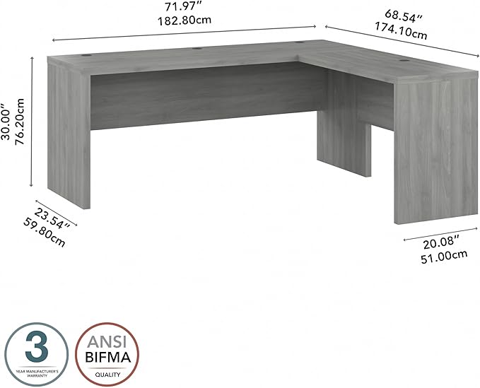 Bush Business Furniture Echo L Shaped Computer Desk, 72W, Modern Gray