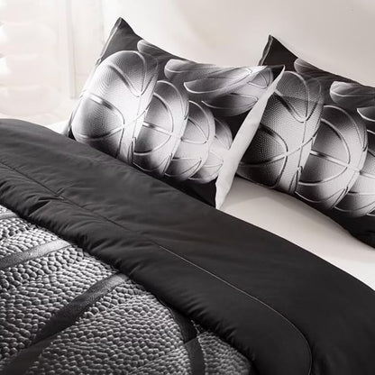 Basketball Comforter Set Twin Size for Boys Kids Teens All Season Sports Theme Basketball Bedding Sets Teenage Bed Bedrooom Set 3 Pieces with Pillowcases,