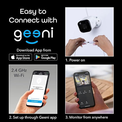 Geeni Hawk 3 Outdoor Security Camera, 1080p HD, Weatherproof, Motion Detection, Night Vision, Two-Way Audio, Cloud & MicroSD Storage, Alexa & Google Assistant Compatible, Wi-Fi, 2-Pack