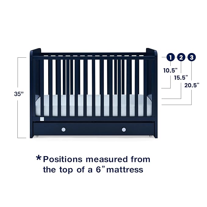 GAP babyGap Graham 4-in-1 Convertible Crib with Storage Drawer - Greenguard Gold Certified, Navy/Light Blue