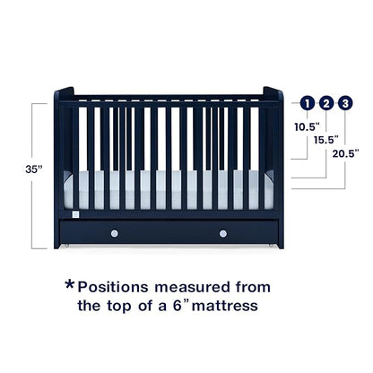 GAP babyGap Graham 4-in-1 Convertible Crib with Storage Drawer - Greenguard Gold Certified, Navy/Light Blue
