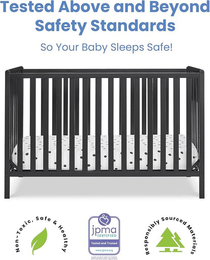 Delta Children Heartland 4-in-1 Convertible Crib, Black + Twinkle Galaxy Crib and Toddler Mattress (Bundle)