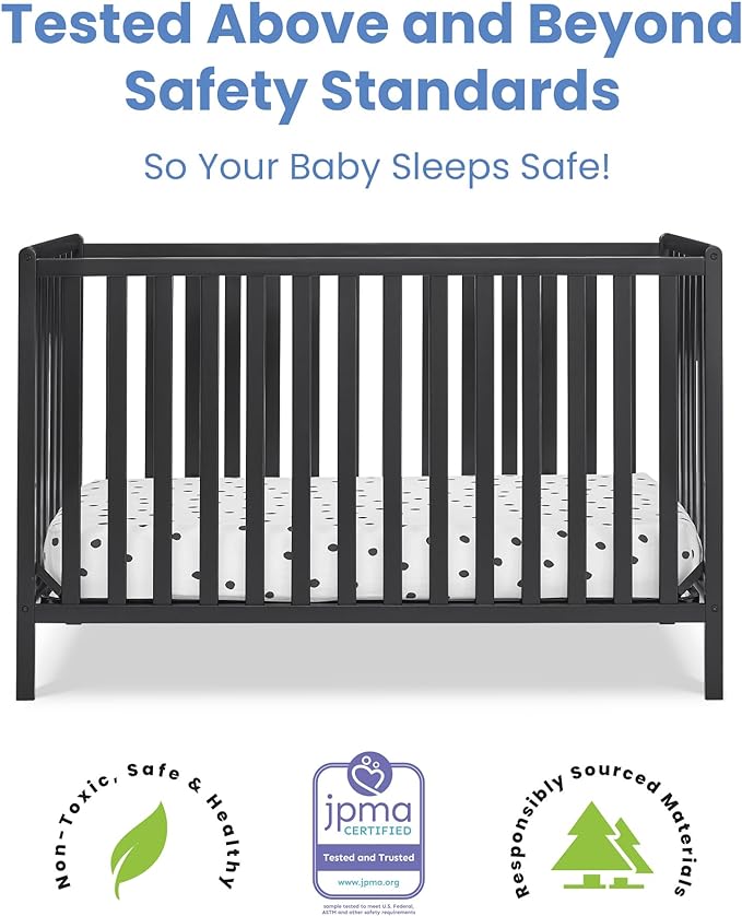 Delta Children Heartland 4-in-1 Convertible Crib, Black