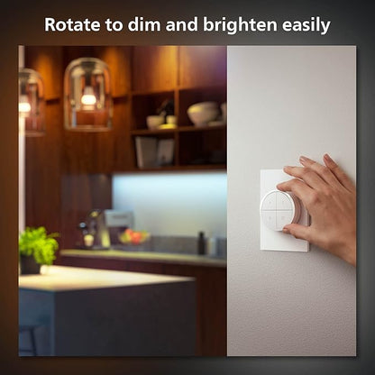 Philips Hue Wall Tap Dial Light Switch, Portable, White - 2 Pack - Requires Hue Lights and Hue Bridge - Smart Home - Easy, No-Wire Installation