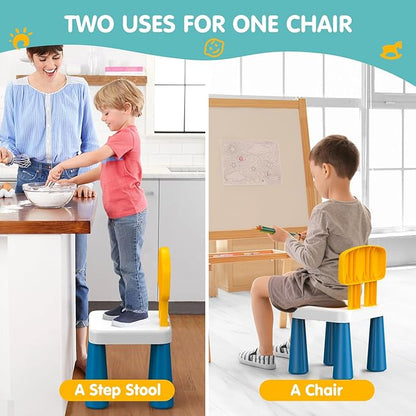 2 Pcs Plastic Toddler Chairs: Kids Chair for Table Birthday Gifts Step Stool Lightweight Indoor Outdoor School Playroom Nursery Beach Camping Activity Small Chair for Kids Boys Girls Age 3-10