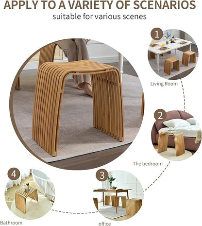 Bamboo Dining Stool Dining Chair Dressing Stool Shoe Stool Bathroom Stool Dining Room Bathroom Living Room Study Bedroom Durable and Beautifully Designed