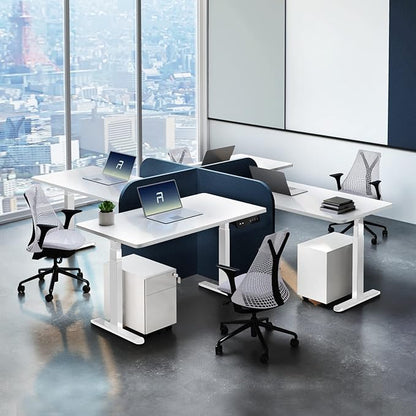 AIMEZ0 Dual Motor Sit Stand Desk Adjustable Electric Standing Desk Frame with LCD Touch Screen Adjustable Height 27.4-45.6 inches for Home & Office Table (Frame Only) White