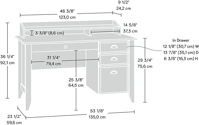 Sauder Shoal Creek Desk, Jamocha Wood finish