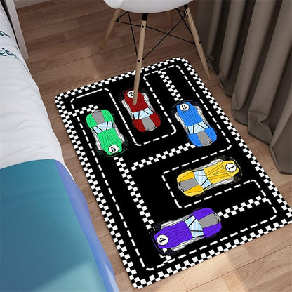 Car Rug Race Car Rug Car Track Rugs for Boys Race Track Carpet Race Car Track Rug Car Rug for Boys Room Car Rug Play Mat Car Carpet for Kids Rugs for Boys Bedroom,Black 2'×3'