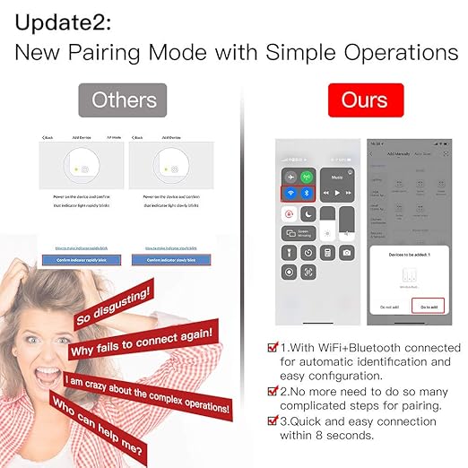 MOES WiFi RF Smart Light Dimmer Switch, Smart Life/Tuya APP Relay Status Backlight Switch Off RF Remote Control Voice Compatible with Alexa Google Assistants, White Touch
