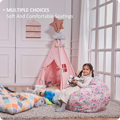 Nobildonna Stuffed Animal Storage Bean Bag Chair Cover Only for Kids Girls Toddler, Large Beanbag Chair without Filling for Organizing Children Soft Plush Toys