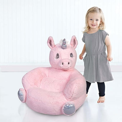 Trend Lab Pink Unicorn Toddler Chair Plush Character Kids Chair Comfy Furniture Pillow Chair for Boys and Girls, 21 x 19 x 19 inches