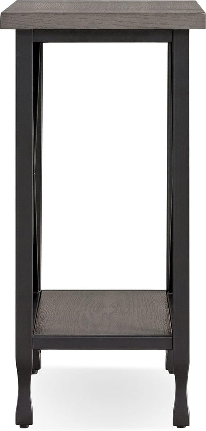 Leick Home Chisel & Forge Narrow Side Recliner Table with Shelf, Smoke Gray and Matte Black, 12" W