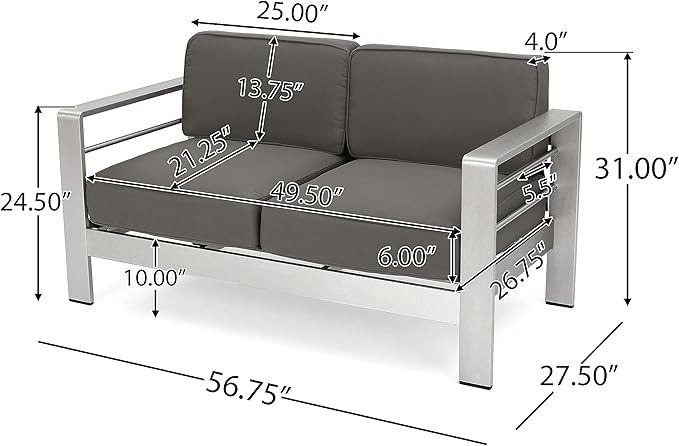 Christopher Knight Home Cape Coral Outdoor Chat Set with Fire Table, 5-Pcs Set, Khaki / Light Grey