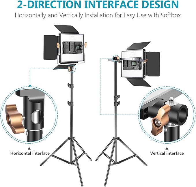 Neewer 2 Packs Advanced 2.4G 480 LED Video Light Photography Lighting Kit with Bag, Dimmable Bi-Color LED Panel with 2.4G Wireless Remote, LCD Screen and Light Stand for Portrait Product Photography