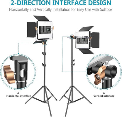 Neewer 2 Packs Advanced 2.4G 480 LED Video Light Photography Lighting Kit with Bag, Dimmable Bi-Color LED Panel with 2.4G Wireless Remote, LCD Screen and Light Stand for Portrait Product Photography