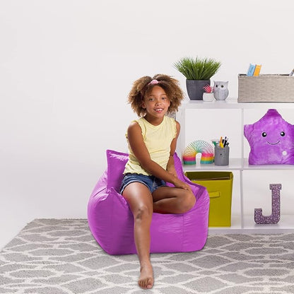 Posh Creations Bean Bag Chair Structured Comfy Seat Use for Gaming, Reading and Watching TV, Newport, Purple