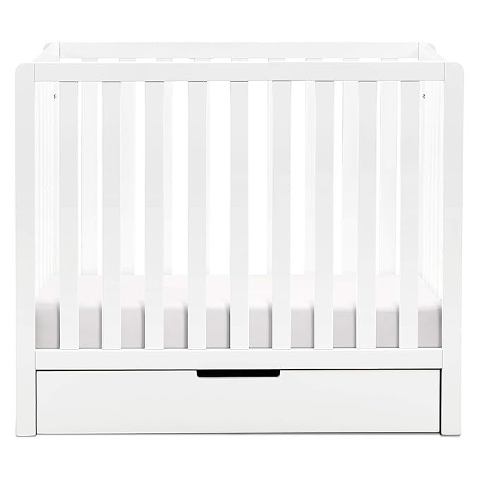 Carter's by DaVinci Colby 4-in-1 Convertible Mini Crib with Trundle Drawer in White, Greenguard Gold Certified, Undercrib Storage