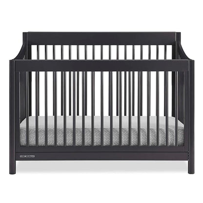Delta Children Brooks 6-in-1 Convertible Crib, Midnight Grey + Simmons Kids Quiet Nights Breathable Crib Mattress with Removable/Machine Washable Cover (Bundle)