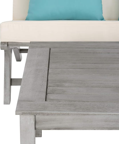 Safavieh PAT7044B Collection Chaston Wash and White and Light Blue 4 Pc Living Accent Pillows Outdoor Set, Grey/Beige Soild