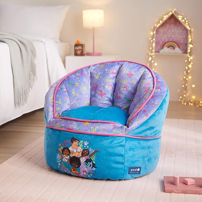 Idea Nuova Disney Encanto Madrigal Family Blue Round Bean Bag Chair for Kids, Ages 3+, Large