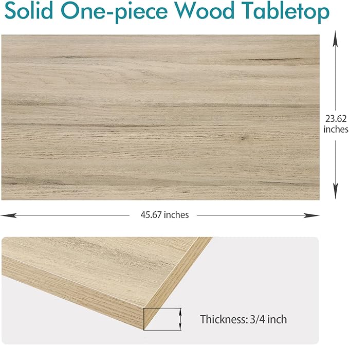 Kaboon Universal Tabletop 45.67"x23.62", Solid One-Piece Melamine Table Top, Double Desk L-Desk DIY, Home and Office, Oak