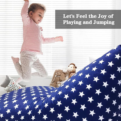 Jorbest Stuffed Animal Storage Bean Bag Chair for Kids and Adults, Stuffed Animal Bean Bag Storage, Luxury Velvet Soft Bean Bag Cover Only (Navy with White Stars 200L/52 Gal)