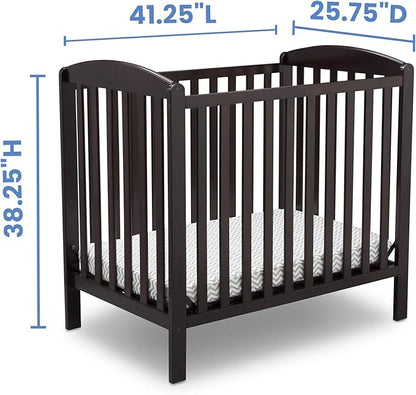 Delta Children Emery Mini Convertible Baby Crib with 2.75-inch Mattress, Dark Chocolate