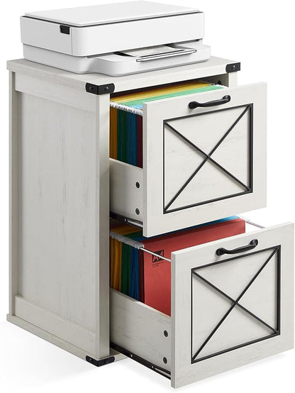 VASAGLE File Cabinet, Filing Cabinet with 2 Drawers, Printer Stand, Fit A4, Letter Size, Hanging File Folders, Modern Farmhouse Style, for Home Office, Study, Rustic White UOFC048T73