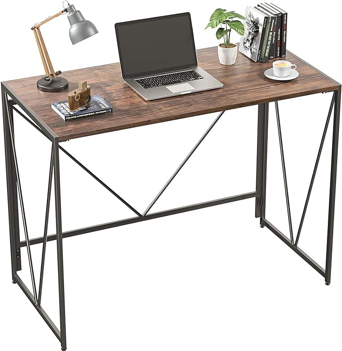 NWCD3D Folding Computer Desk, Brown