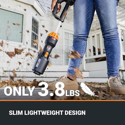 Worx Nitro WG543 20V LEAFJET Leaf Blower Cordless with Battery and Charger, Blowers for Lawn Care Only 3.8 Lbs., Cordless Leaf Blower Brushless Motor – Battery & Charger Included